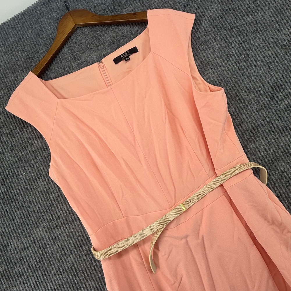Alex Marie Dress Women 16 Blush Pink New Audrey Belted Cap Sleeve Sheath